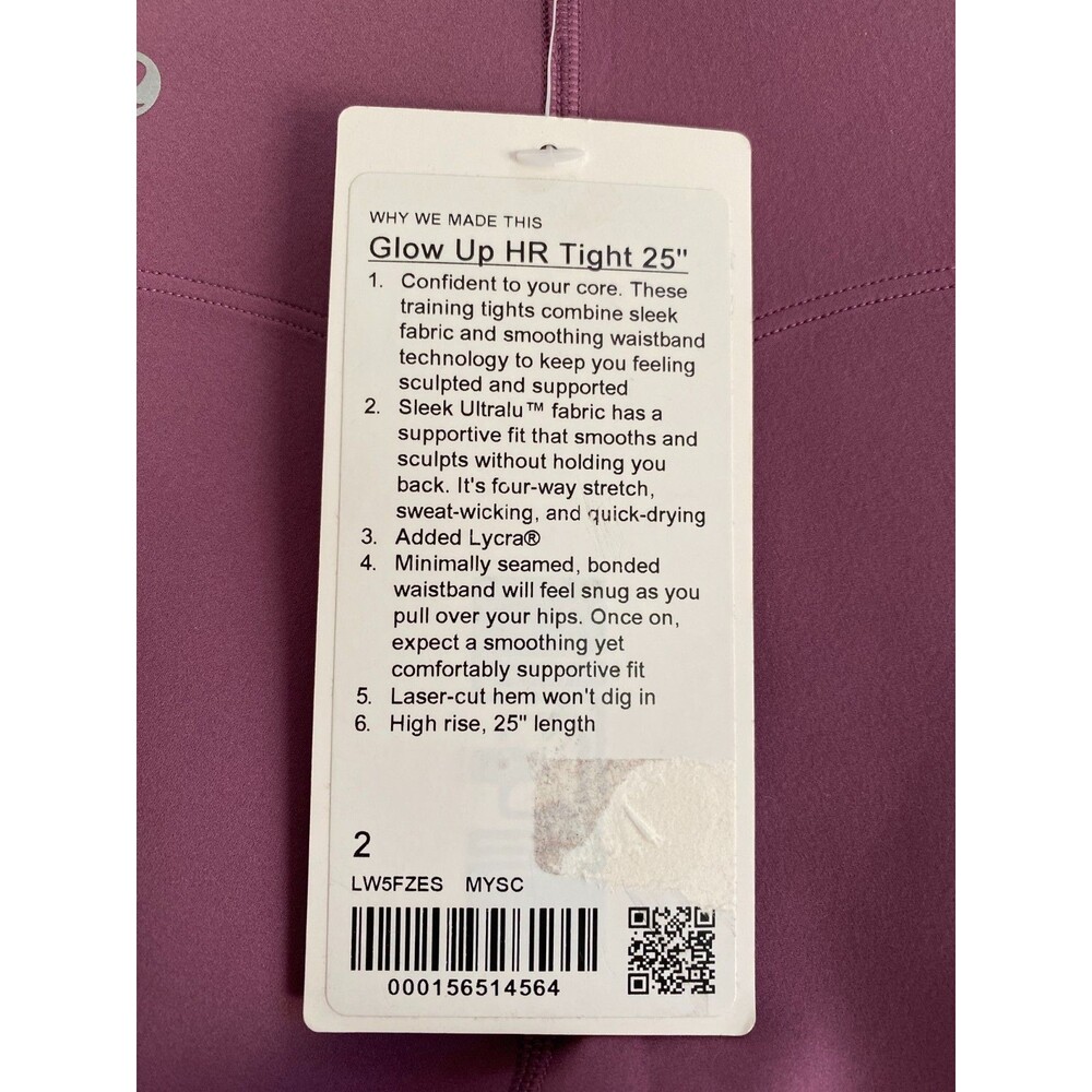 NWT Lululemon Size 2 Glow Up HR Tight 25” in Lavendar Lux $118 - Picture 3 of 4